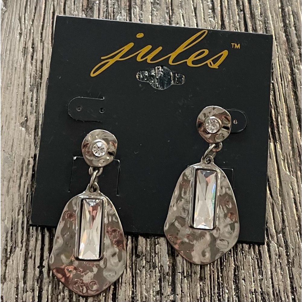 silver and diamond jules hanging earrings